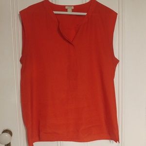 Drapey sleeveless popover shirt | vibrant flame